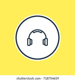 Vector Illustration Of Headphone Outline. Beautiful Leisure Element Also Can Be Used As Earmuff Element.