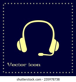 Vector illustration Headphone for support or service - icon 