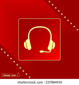 Vector illustration Headphone for support or service - icon 