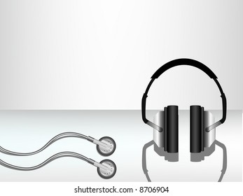vector illustration of headphones and ear cuffs
