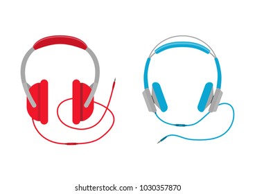 Vector illustration. Headphones and earphones set.