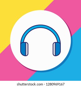 Vector illustration of headphones icon colored line. Beautiful laptop element also can be used as earphone icon element.