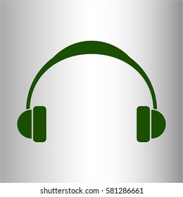 Vector illustration of Headphones vector icon in green
