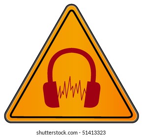 vector illustration of headset sign on triangular road sign