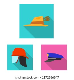 Vector illustration of headwear and cap icon. Set of headwear and accessory stock vector illustration.