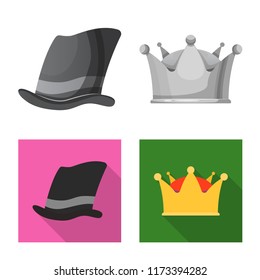 Vector illustration of headwear and cap icon. Collection of headwear and accessory stock symbol for web.