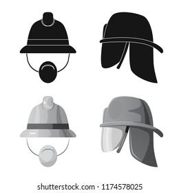 Vector illustration of headwear and cap icon. Set of headwear and accessory stock vector illustration.