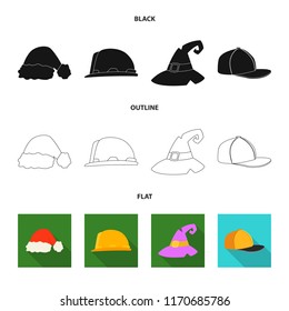 Vector illustration of headwear and cap logo. Set of headwear and accessory stock vector illustration.