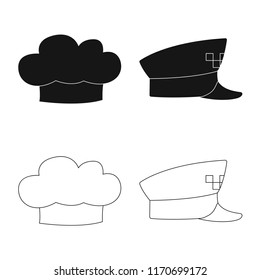 Vector illustration of headwear and cap logo. Collection of headwear and accessory vector icon for stock.