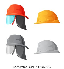 Vector illustration of headwear and cap logo. Collection of headwear and accessory vector icon for stock.