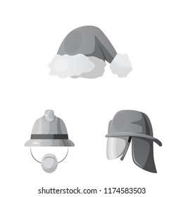 Vector illustration of headwear and cap logo. Set of headwear and accessory stock vector illustration.