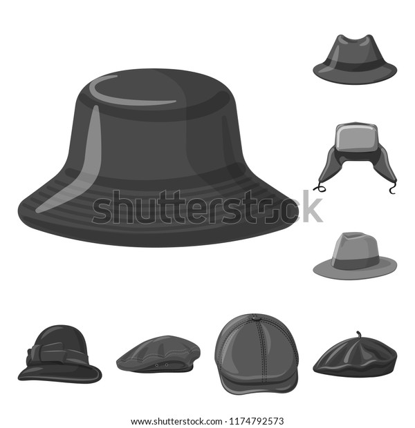 Vector illustration of\
headwear and cap logo. Set of headwear and accessory vector icon\
for stock.