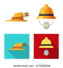 Vector illustration of headwear and cap symbol. Set of headwear and accessory stock symbol for web.