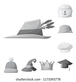 Vector illustration of headwear and cap symbol. Collection of headwear and accessory stock symbol for web.