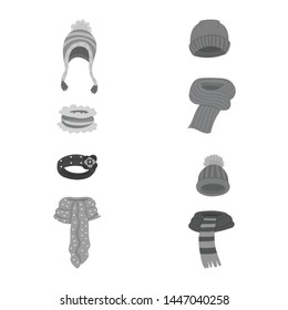 Vector illustration of headwear and fashion logo. Set of headwear and cold vector icon for stock.