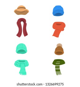 Vector illustration of headwear  and fashion  sign. Set of headwear  and cold stock symbol for web.