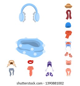 Vector illustration of headwear  and fashion  symbol. Set of headwear  and cold vector icon for stock.