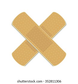 Vector illustration health care panel. Crossed medical plaster. Adhesive bandage