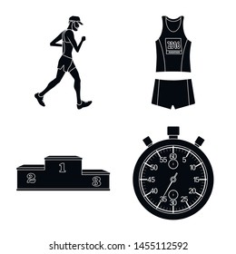 Vector illustration of health and fitness logo. Set of health and sprint vector icon for stock.