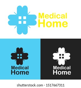 Vector illustration of a health home with a window Logo With different Background .Graphic fork icon symbol for medical, hospital. 