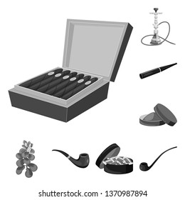 Vector illustration of health and nicotine symbol. Set of health and statistics stock vector illustration.