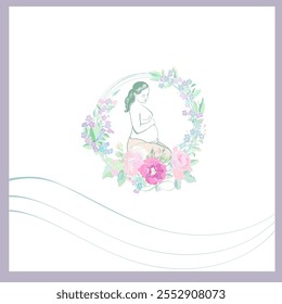 vector illustration health and pregnancy, happy mothers day