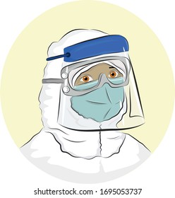 Vector illustration of a health staff wearing protective gear during the fight against Coronavirus during COVID-19 Pandemic Outbreak