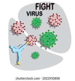 vector illustration of health workers who are battling common viruses and corona viruses, suitable for use in the health sector, etc.