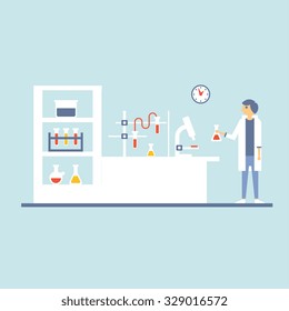Vector illustration of Healthcare Laboratory Testing Cabinet in Flat Design