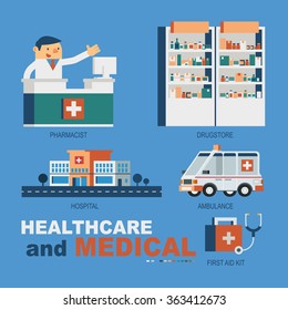 Vector Illustration Healthcare, Medical and Elements.