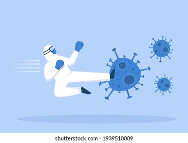 Vector Illustration Healthcare Medical People Of Protecting And Fighting Against The Corona Virus