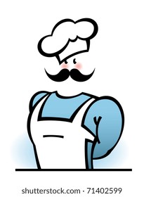 Vector illustration of 	a healthy cook with mustache.