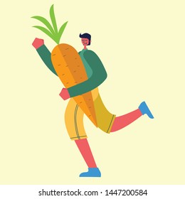  Vector illustration Healthy Food concept for website and mobile website development. Woman with the apple