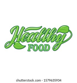 Vector illustration of Healthy food concept design. Handwritten lettering for restaurant, cafe menu. Elements for labels, logos, stickers or icons. Calligraphic and typographic collection. Vegan menu