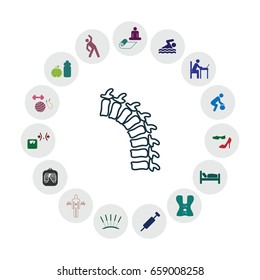 vector illustration of healthy foods and activities and rules for healing and preventing osteochondrosis