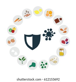 vector illustration of healthy foods for immune system boosting