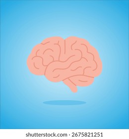 Ilustração vetorial de um cérebro humano saudável. Perfeito para temas de saúde, médicos e bem-estar. Isolado em um fundo azul.