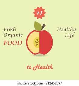 Vector illustration of healthy life concept. Fresh organic food - apple icon in flat style.