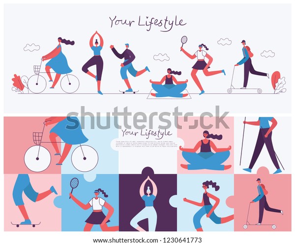 Vector Illustration Healthy Lifestyle Background Roller Stock Vector ...