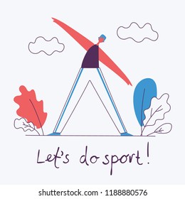 Vector illustration of Healthy lifestyle. Doing sport background design elements in flat style