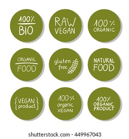 Vector Illustration of Healthy Organic Vegan Food Design Elements