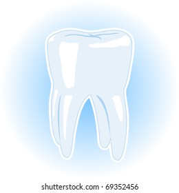 Ilustración vectorial de un diente sano aislado sobre fondo azul blanco