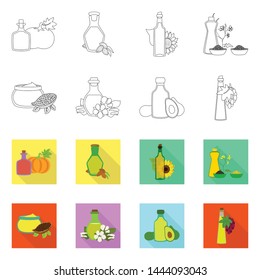 Vector illustration of healthy and vegetable icon. Set of healthy and agriculture stock symbol for web.