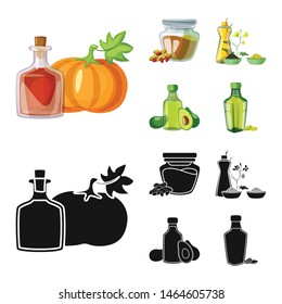 Vector illustration of healthy and vegetable icon. Set of healthy and agriculture stock symbol for web.
