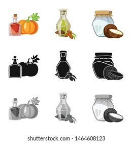 Vector illustration of healthy and vegetable logo. Collection of healthy and agriculture stock symbol for web.
