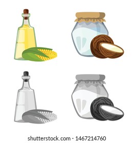 Vector illustration of healthy and vegetable logo. Collection of healthy and agriculture stock symbol for web.