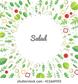 Vector illustration of healthy vegetable salad on white background.