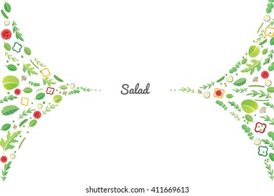 Vector illustration of healthy vegetable salad on white background.