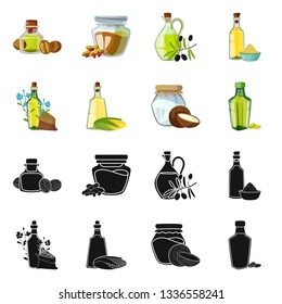 Vector illustration of healthy  and vegetable  sign. Set of healthy  and agriculture stock symbol for web.