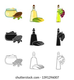 Vector illustration of healthy  and vegetable  sign. Set of healthy  and agriculture vector icon for stock.